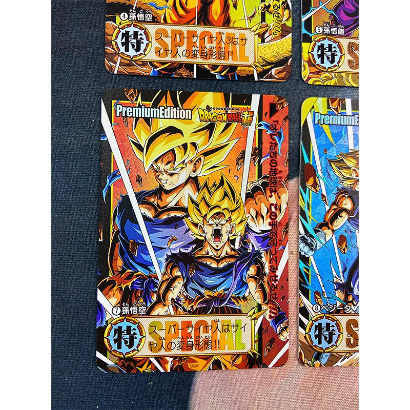 9Pcs/set Dragon Ball Super Son Goku Kakarotto DIY Homemade Bronzing Anime Collection Flash Card Christmas Birthday Gift Toys