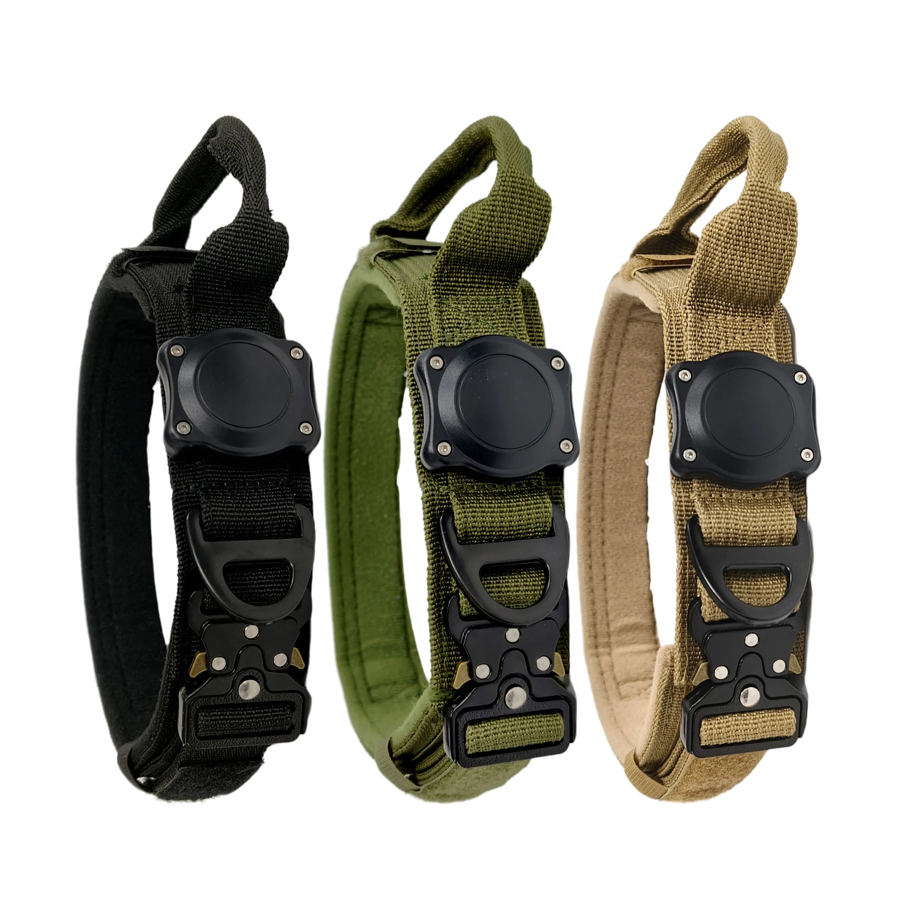 Tactical AirTag Dog Collar Waterproof Airtag Dog Collar Holder -, Adjustable Military Collar with Handle Integrated Apple Air Ta