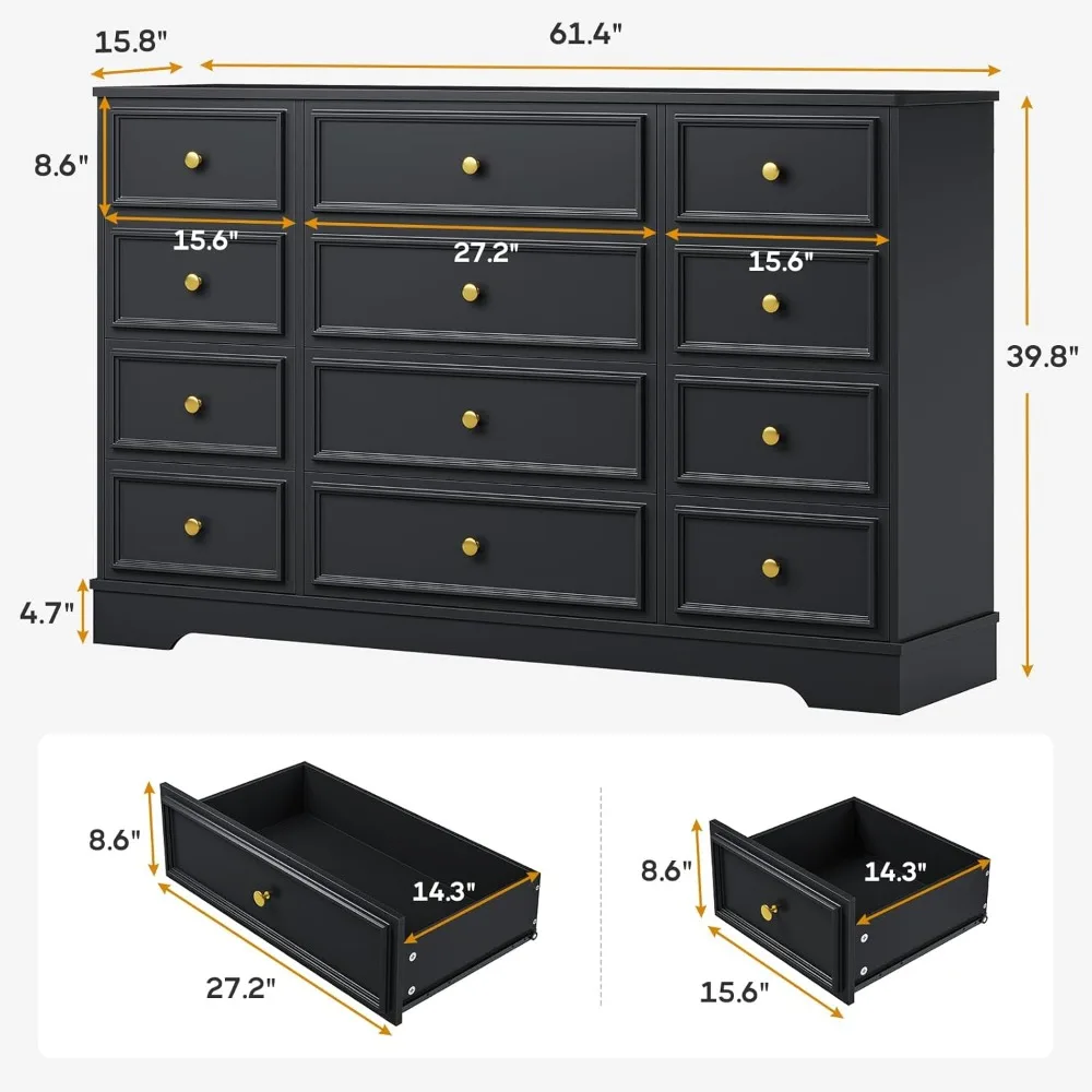 Large dresser, with 12 drawers, 61.4 