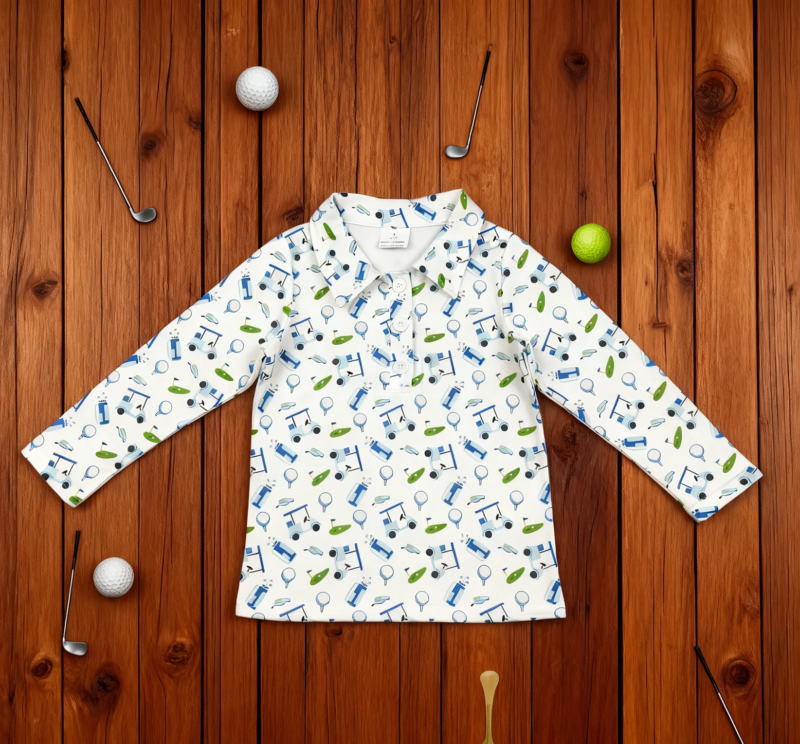 

Z1118-13 BT1405 Kids Spring Clothing Long Sleeve Golf Print Shirt Baby Boys Top