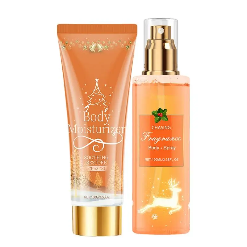 2pcs Long Lasting Fragrance Moisturizing Body Cream Christmas Women\'s Body Lotion Plant Fruit Scent Fragrance Body Mist 100ml