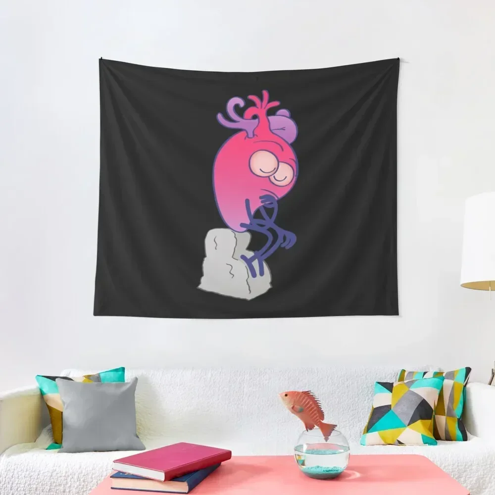 The thinker heart seated on a stone pedestal Tapestry Room Decore Aesthetic House Decorations Room Decorator Tapestry