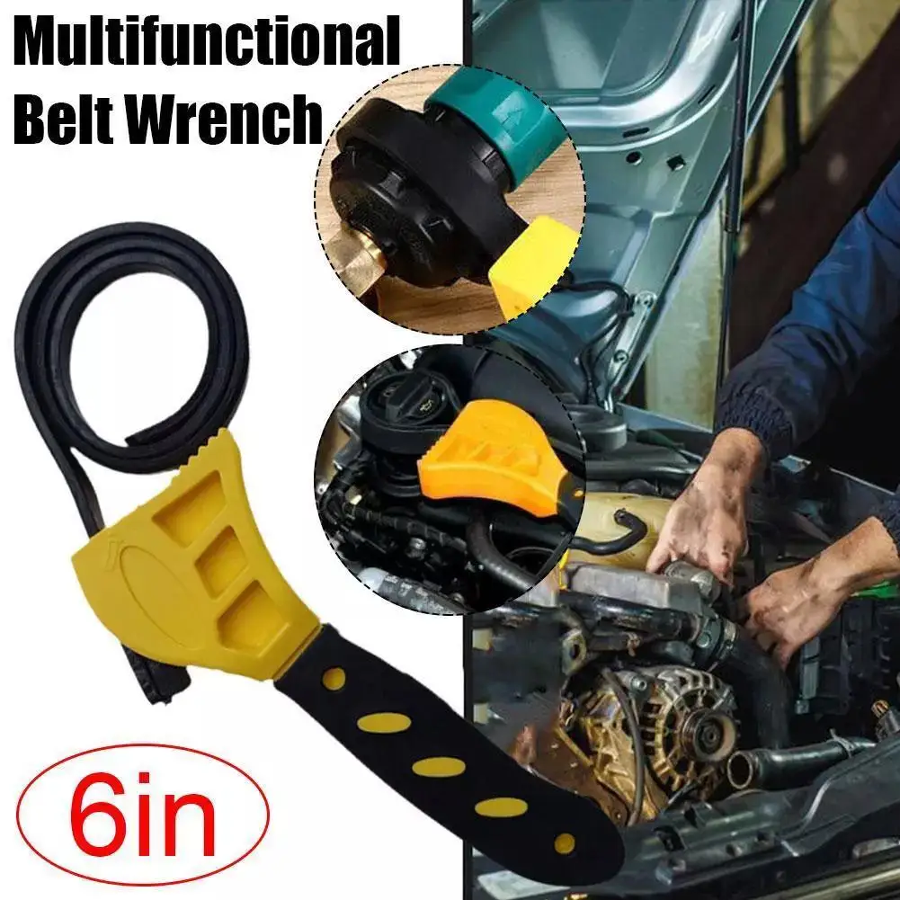 1Pc 6inch Multifunctional Belt Wrench Oil Filter Puller Strap Spanner  Adjustable Chain Wrench Strap Opener Hardware Tools