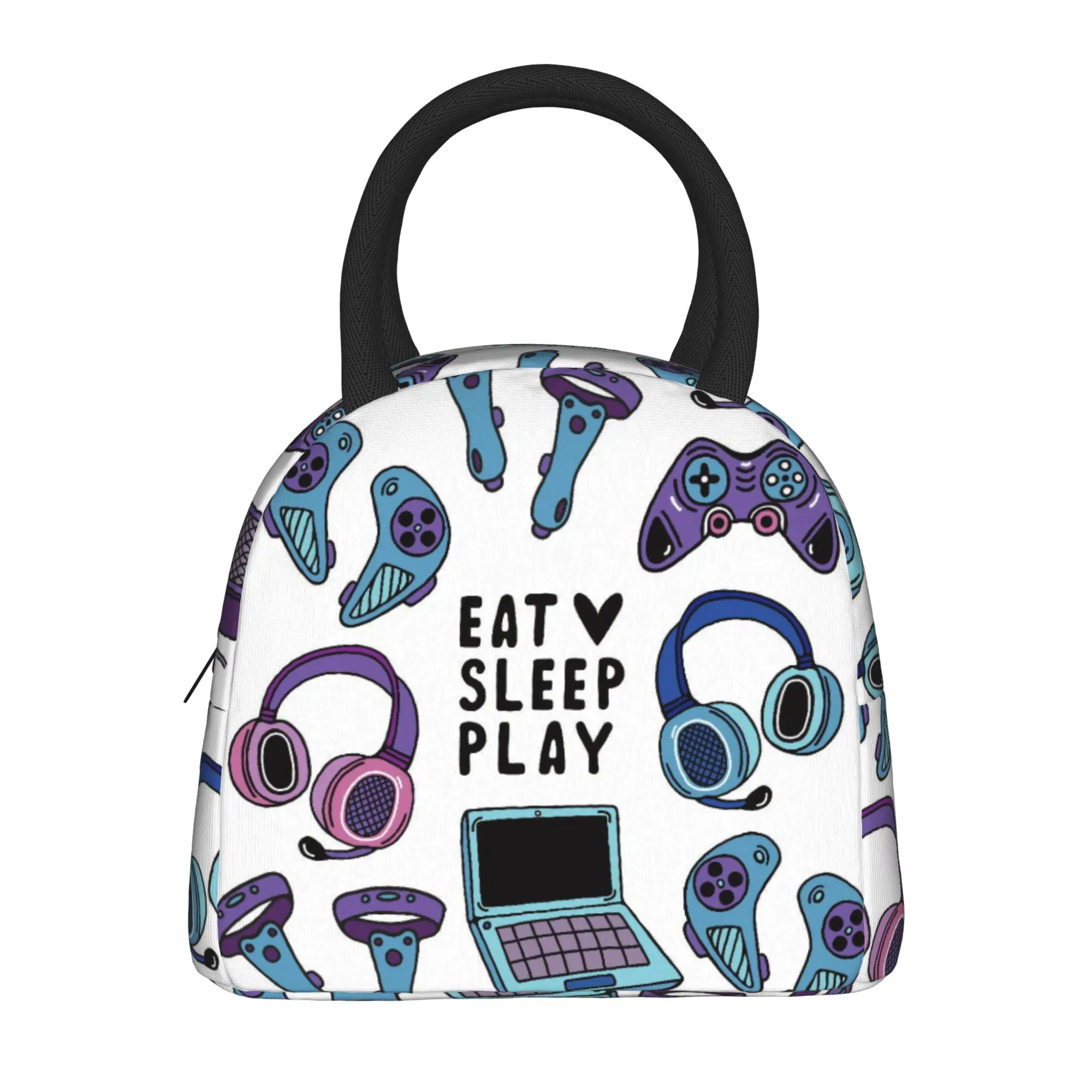 Game Controller Pattern  Insulated Lunch Bags Cooler Bag Meal Container  Leakproof Tote Lunch Box Food Handbags Beach  Outdoor