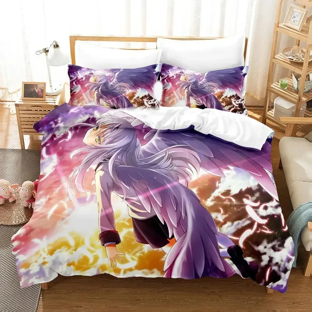 

3D Print Anime Angel Beats Bedding Set Duvet Cover Bed Set Quilt Cover Pillowcase Comforter king Queen Size Boys Adult Bedding