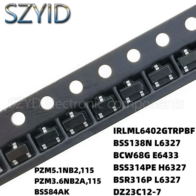 100PCS SOT23 PZM5.1NB2,115 PZM3.6NB2A,115  IRLML6402GTRPBF BSS138NL6327 BCW68GE6433 BSS314PEH6327 BSR316PL6327 DZ23C12-7