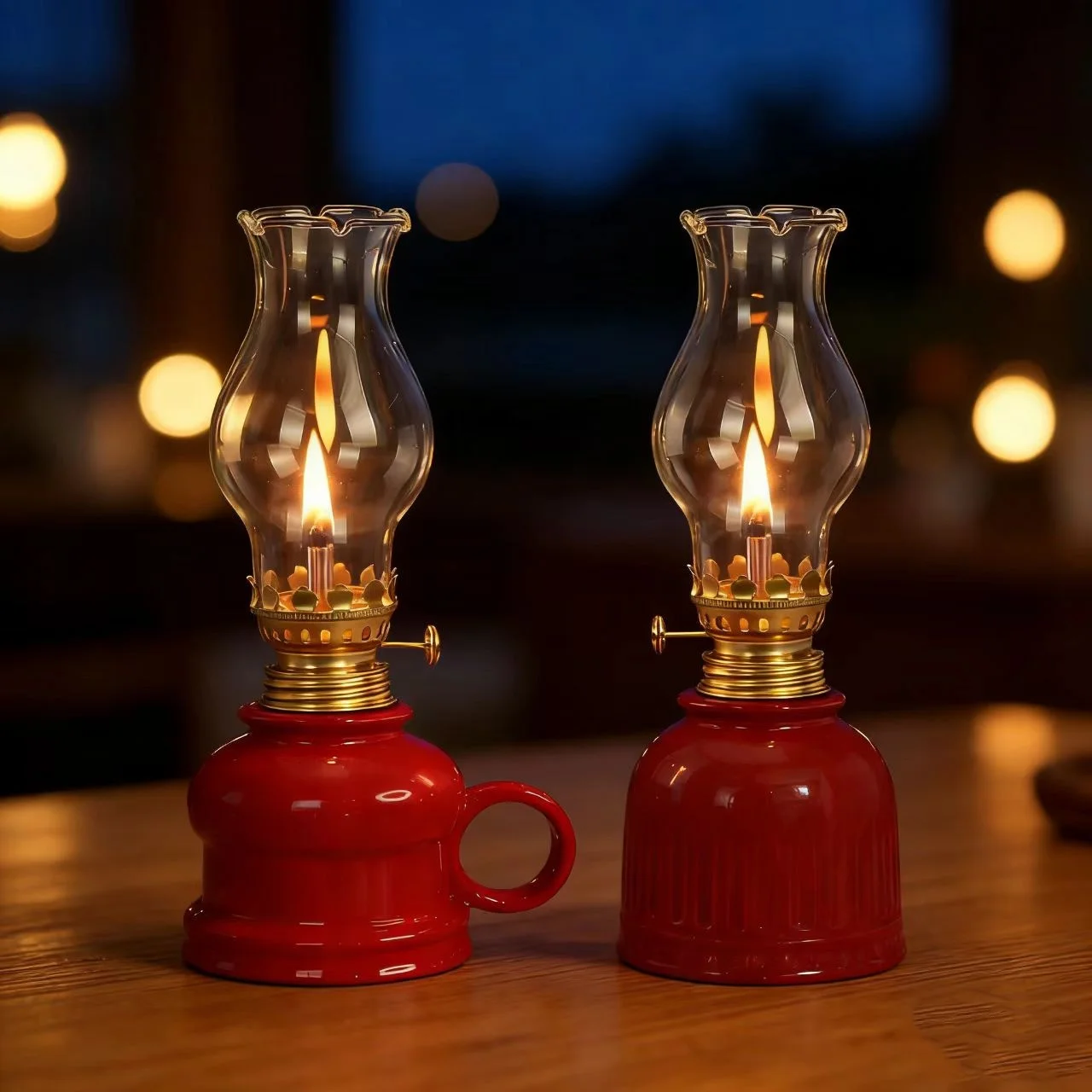 Classic Red Windproof Glass Candle Holder, High Transparency Glass Lampshade, vintage Oil Lamp, Suitable for Home Decoration, Ou