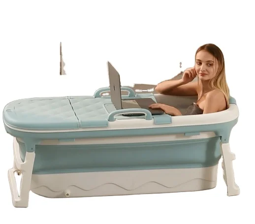 

Folding Portable Plastic Spa Bathtub with Lid Soaking Whirlpool Bath Tub for Adult
