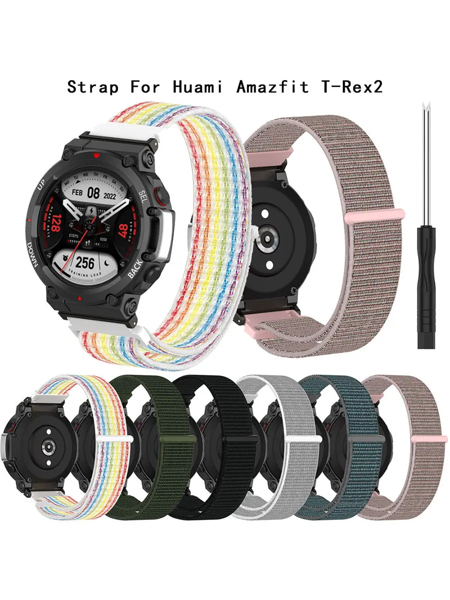 For Huami Amazfit T-REX 2 Nylon Loop Strap Smart Watch Band Women Men Bracelet For Amazfit T-Rex-Rex2 Wristbands Correa