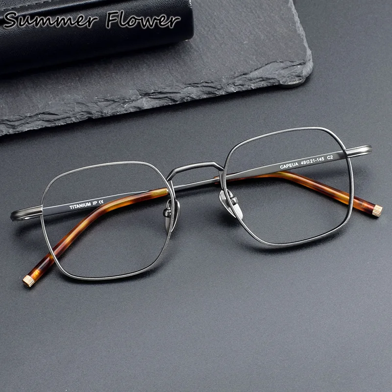 

Pure Titanium Glasses Frame Men Fashion Designer Square Prescription Eyeglasses Spectacles Optical Myopia Eyewear Women