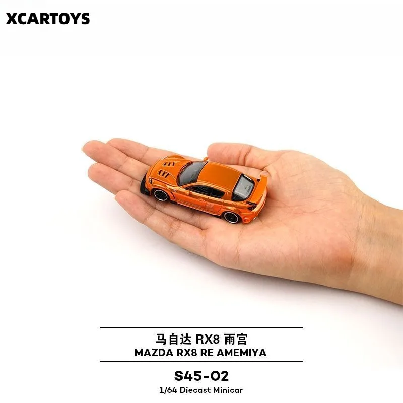 XCARTOYS POPRACE 1/64 Mazda RX8 Amamiya MAZDA Electroplated Orange Alloy Racing Car Model S45-02