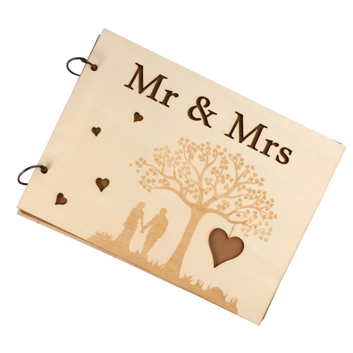 

Wooden Sign-in Book Attendance Guest for Wedding Album Chic Stylish Party Bamboo Bride Scrapbook