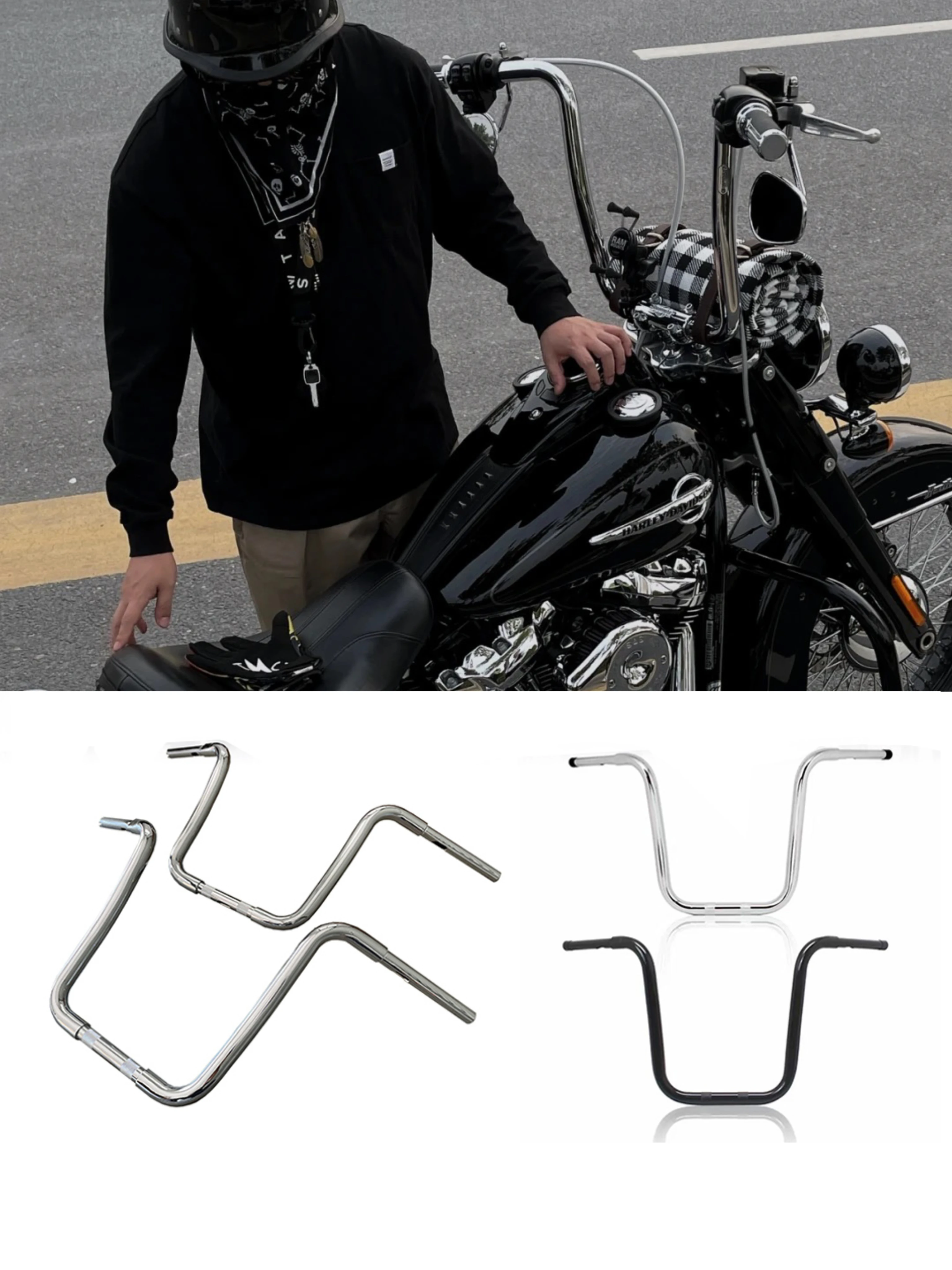 

Мотоциклетные аксессуары, руль для Harley Softtail SLIM Road King Fat boy street Bob LOW Rider, 14 "16" 18 "Rise 1-1/4" Ape, аксессуары для езды на мотоцикле