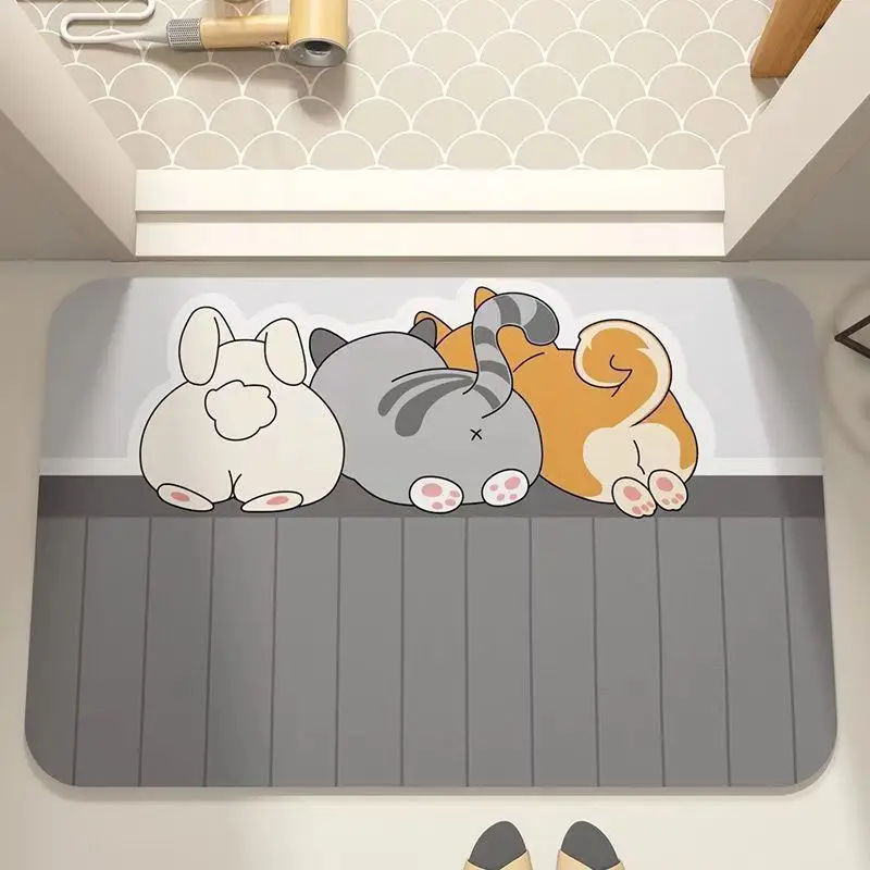 Cartoon-Diatomeenerde-Badematte, super saugfähig, rutschfest, schnell trocknend, weiche Bodenmatte für Dusche, Waschküche, Schlafzimmer, Wohnmobil, Badezimmer – Detail 15