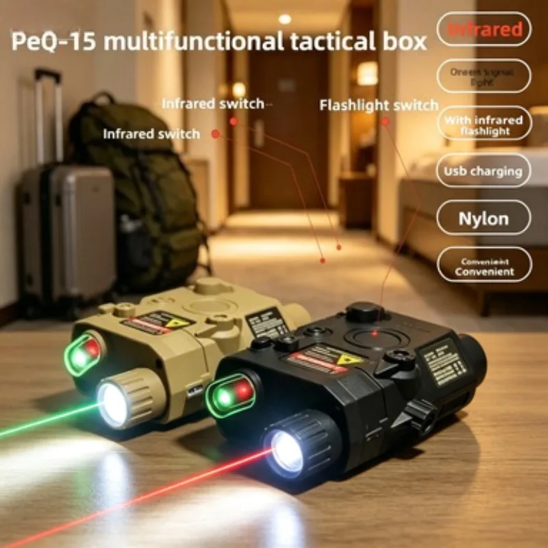 Household Outdoor Dual Use Nylon PEQ15 Multi Purpose Box Green Laser Light Beam Torch Toy Spare Holder