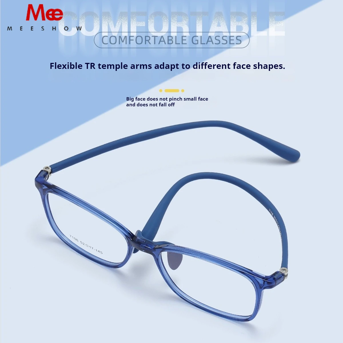 MEESHOW Kids Prescription Glasses EMS Ultra Light Square Frame 7106 with Liquid Silicone Nose Pads Anti blue Ray Eyeglasses