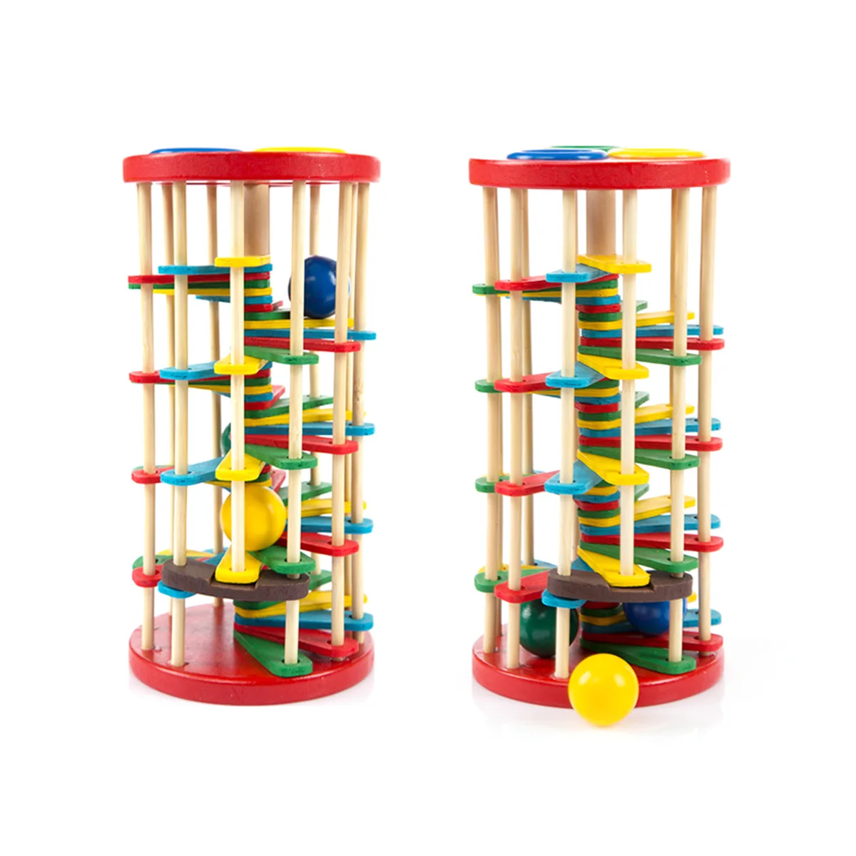 

Wooden Ball Knocking Hammer Toy Kids Educational Developmental Puzzle Tower Ladder Shape Color Recognition Skill Building for 3+
