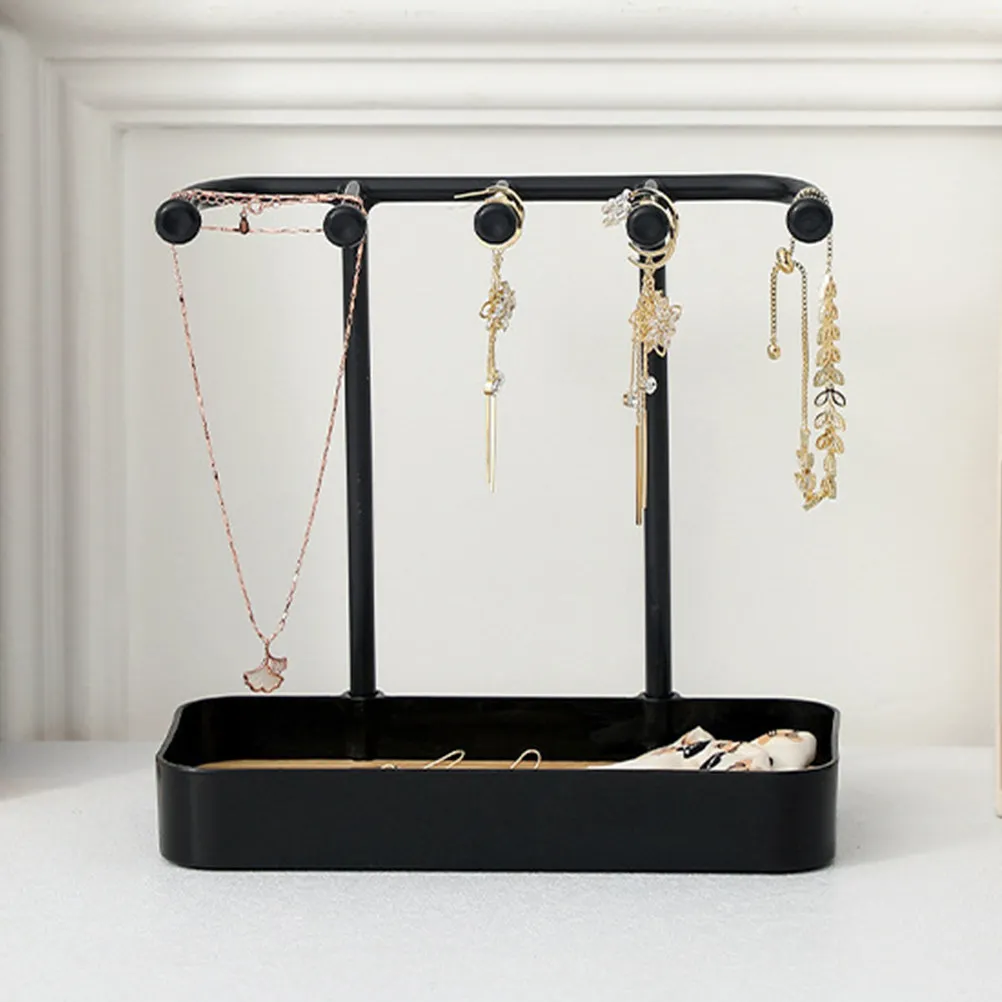 

2Pcs Wooden Tray Jewelry Stand Earring Holder Necklace Organizer Bracelet Display Rack PP Material Flat Stable Base Tabletop