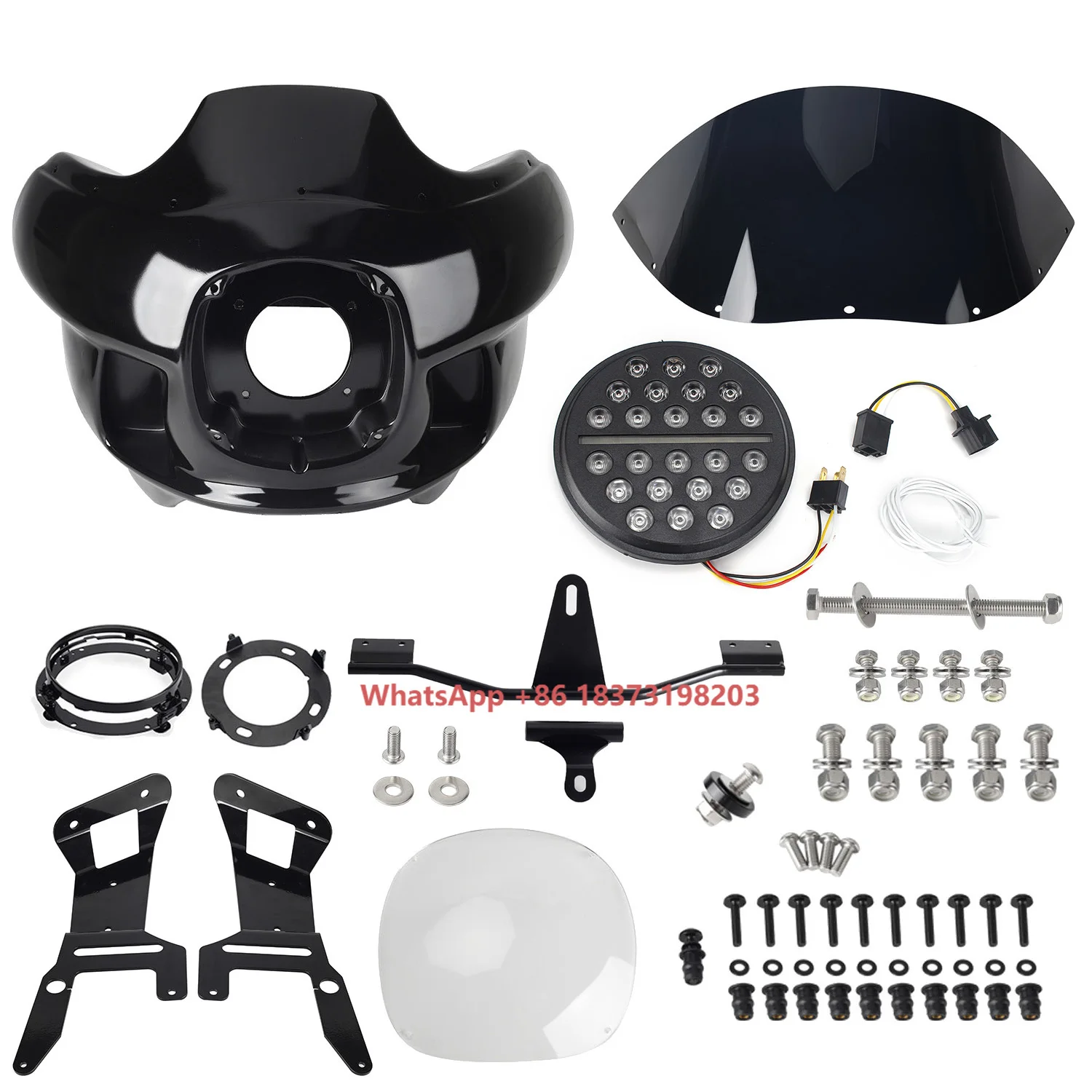 

Front Fairing and Windshield With 7" LED Headlight for Harley Dyna FXDB FXDBI FXDLS