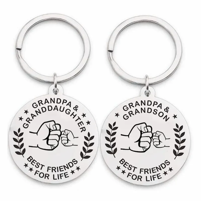 Grandpa Gifts Grandfather Keychain Pendant Metal Husband Dad Father's Day Birthday Key Chains Keyrings Grandson Granddaughter