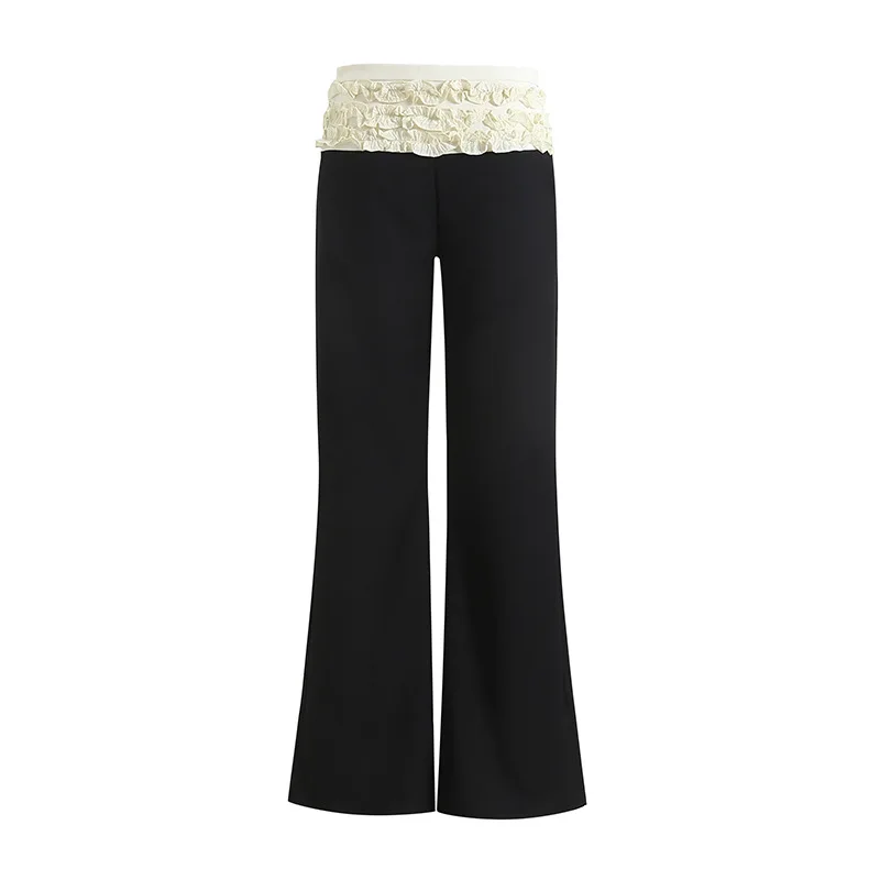 

Women Low Waist Full Lace Flower Icing Casual Pants