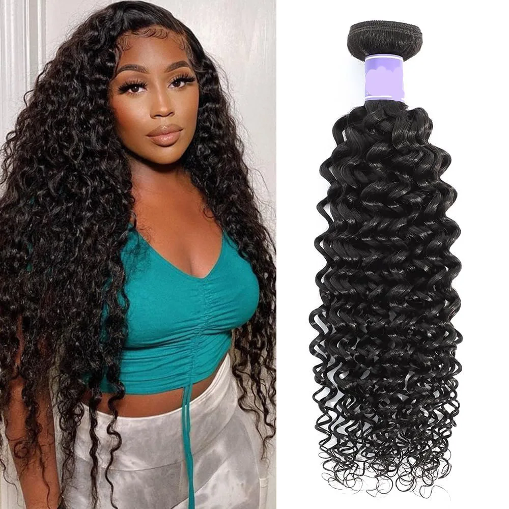 1 Bundel Rambut Manusia Hitam Alami Deep Wave Bundles Brazilian Virgin Remy Single Bundle Deep Wave Bundle