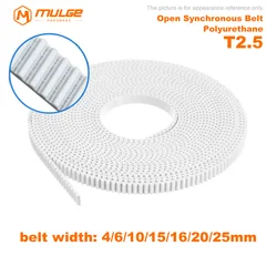 Polyurethane PU T2.5 Tooth Transmission Conveyor Timing Belt Open Steel Cord Kevlar Cord Pitch 5mm Pu Synchronous Belt 3D Printe