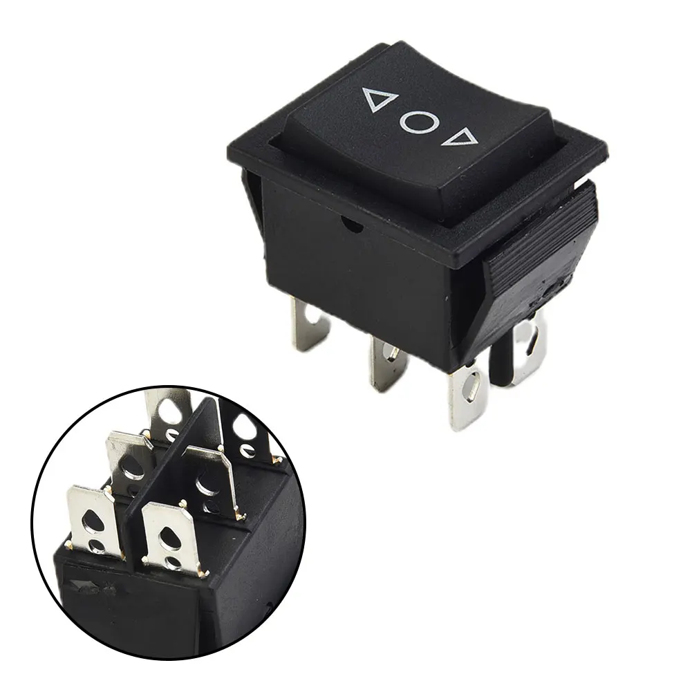 Black Rocker Switch 1.26x1.02x1.30inches 6 Pins AC 250V Electrical Equipment Plastic+Metal Replacement Useful Practical Portable