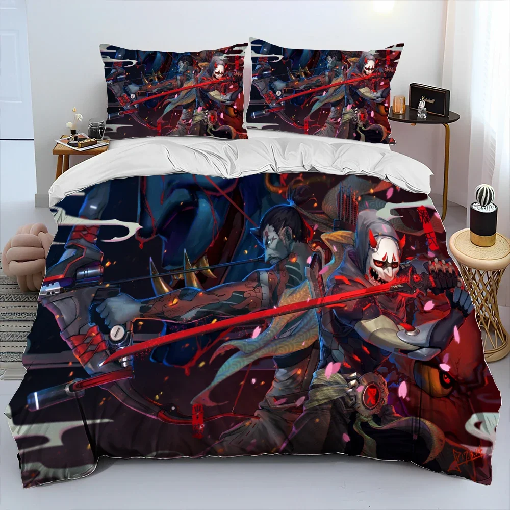 3D OW Overwatch Game Gamer DVA Comforter Bedding Set,Duvet Cover Bed Set Quilt Cover Pillowcase,King Queen Size Bedding Set Kids