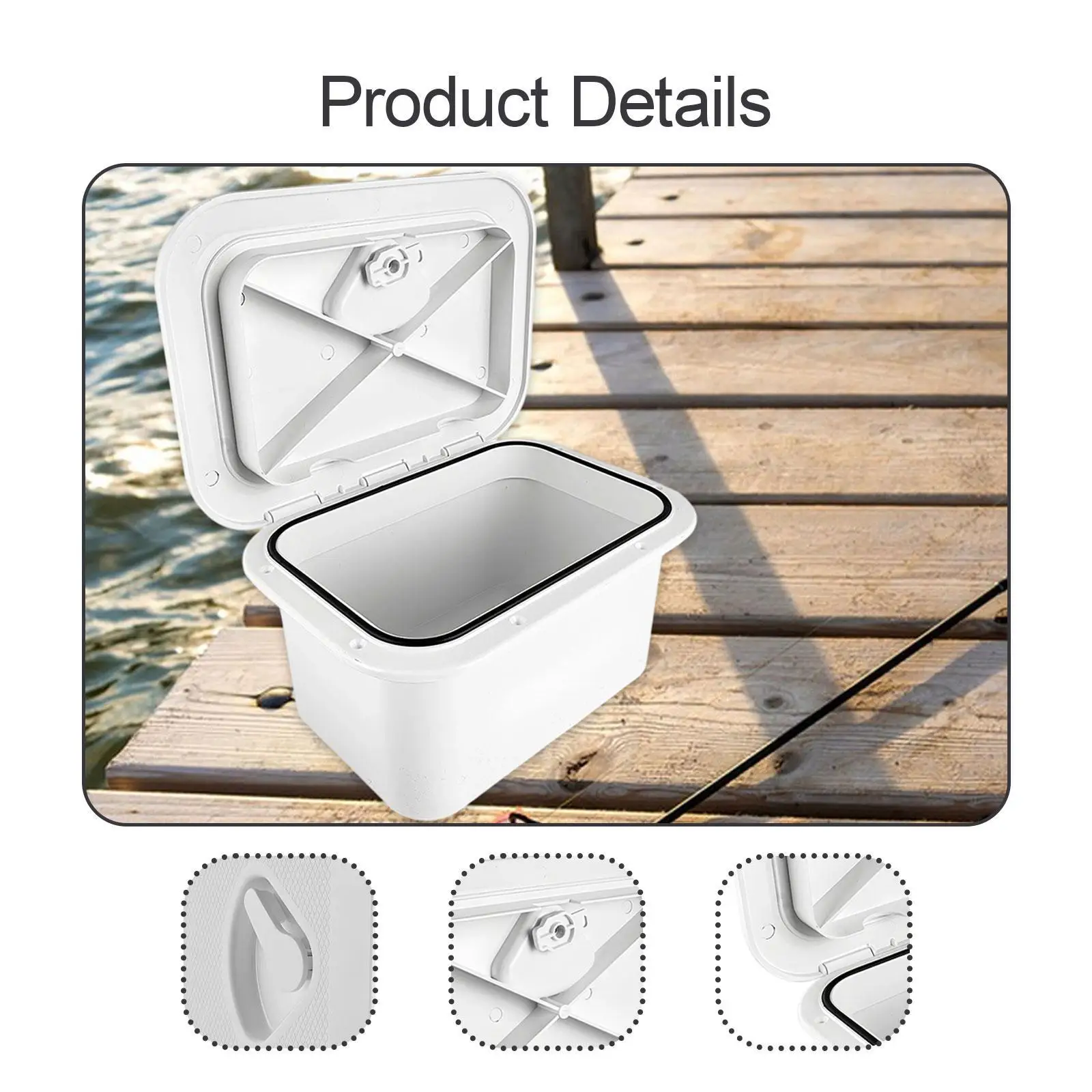 Marine Deck Storage Box Organizer Lockable Boat Accessory for Yacht White Embedded Boat Hatch Cover Fishing Tackle Box view 5