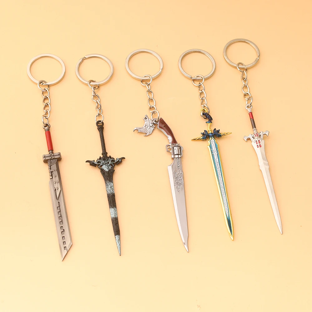 Game Final Fantasy Pendant Keychain Mini Model Remastered Sword Keyring Car Backpack Pendant Decoration Game Fan Collection Gift