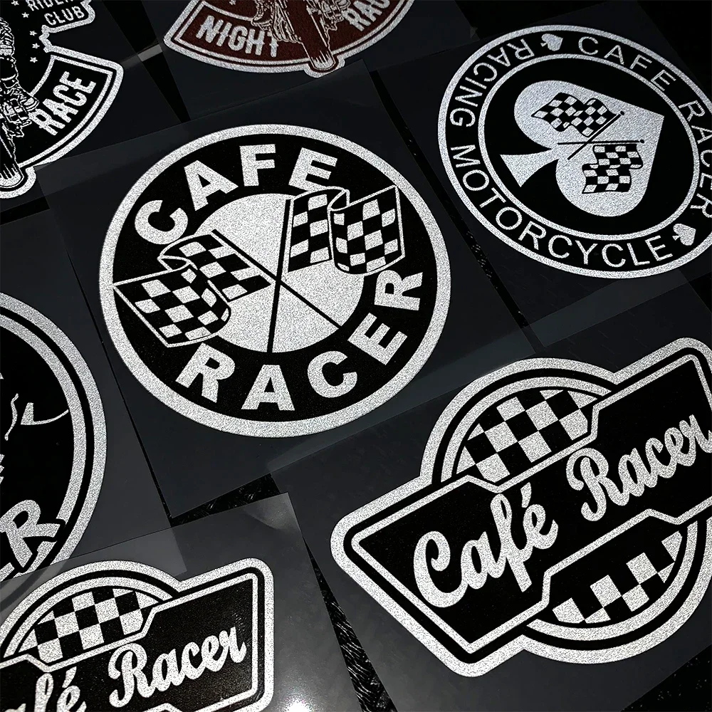 Cafe Racer Motorbike Motorcycle Sticker Retro Helmet Chequered Stickers Vintage Motocross Decals Car Styling Rocker Biker