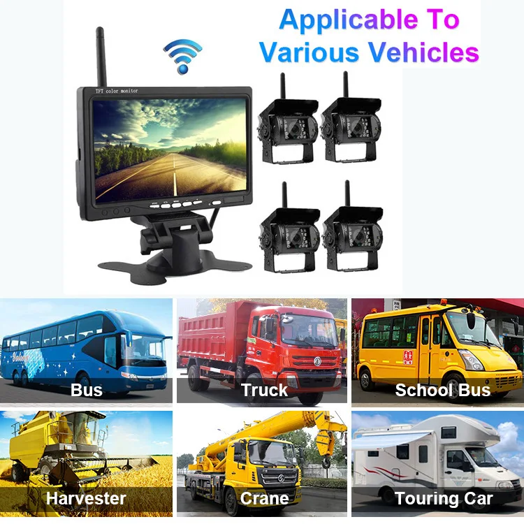 Bus forklift Touring Car Truck Harvester Surveillance Camera 7-inch Vehicle Mounted Wireless Reverse Image Display Camera