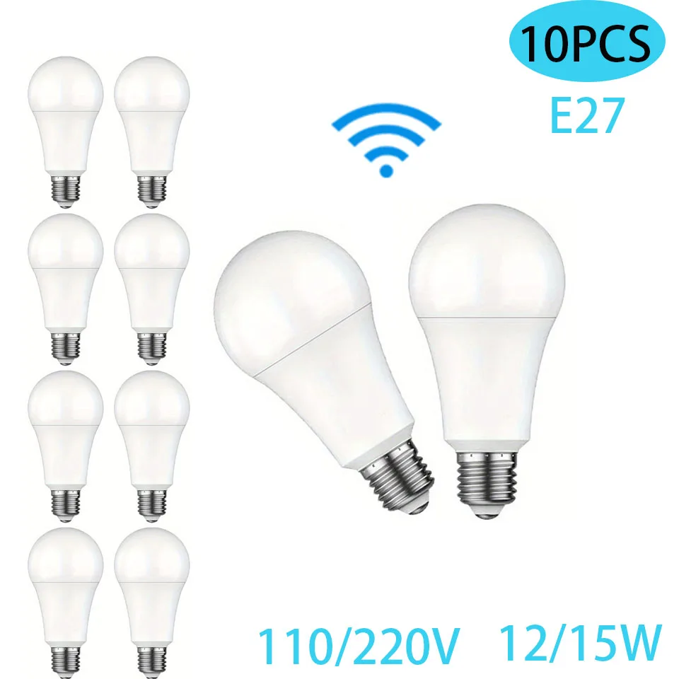 10PCS Radar Motion Sensor LED Bulb Smart LED AC110/220V LED Bulb 12W 15W For Home Parking Bedroom Bathroom Stair Pathway Outdoor