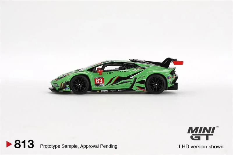 (Pre-order) MINI GT 1:64 Lambo Huracán GT3 EVO2 #63 Iron Lynx Green LHD - Paper box Diecast Model Car