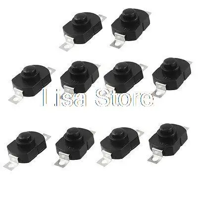 10Pcs/lots 2 Pin Number Switch  DC 30V 1A 1712-KD Latching Push Button Switch Electric Torch 5.3mm Diameter Metal Switch
