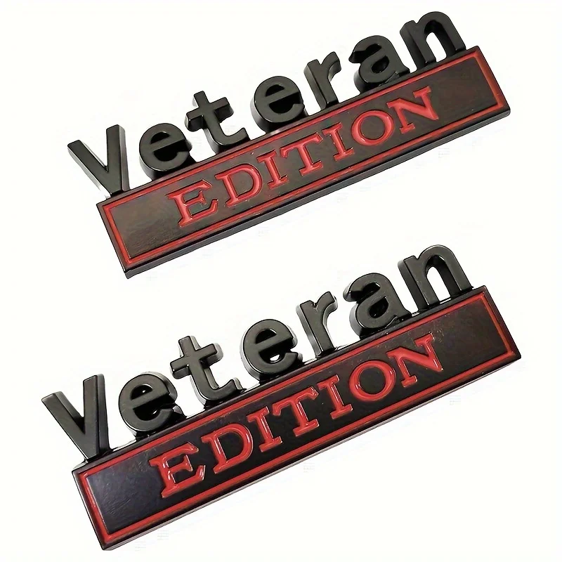 

2pcs Veteran Edition 3D Metal Emblem Fit for Cars Trucks SUVs & Motorcycles - Durable Chrome Decal Stickers for Hood Door