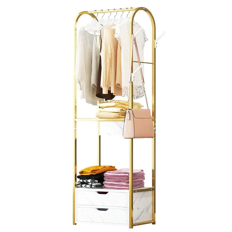 

Light luxury coat rack Floor-to-ceiling wrought iron simple modern entrance metal multi-functional bedroom hanger