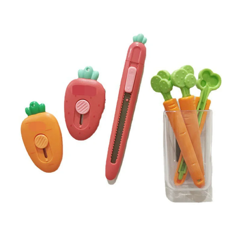 

Novelty Fruit Carrot Utility Knife Mini Kawaii Portable Craft Wrapping Box Paper Envelope Cutter Knife Letter Opener Tools