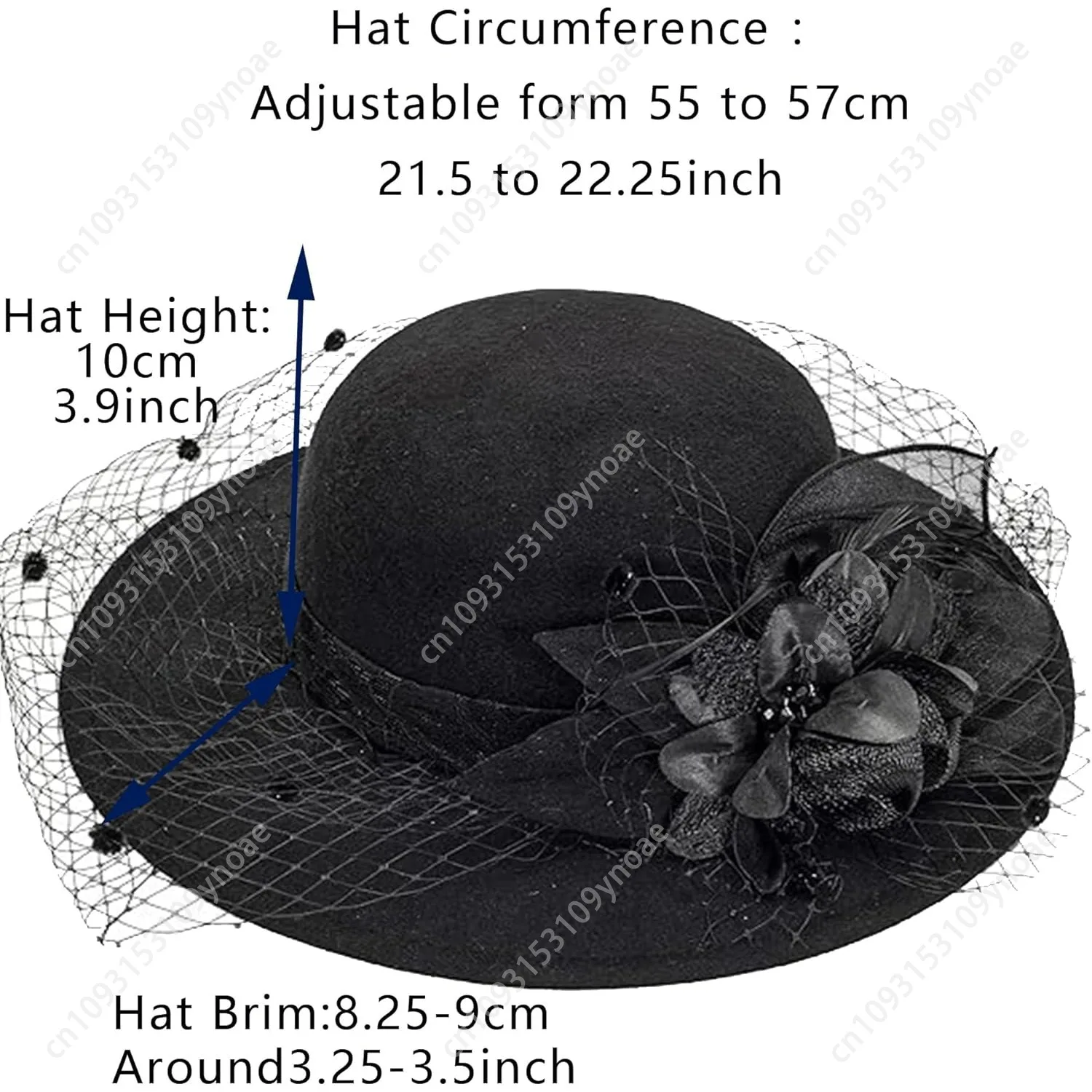 Blumendekor Bowler Fedora Hut Schleier Floppy Brim Filz Kirche Party Cap Vintage Damen 1920er Jahre Elegante Fascinator Hüte Retro Mode