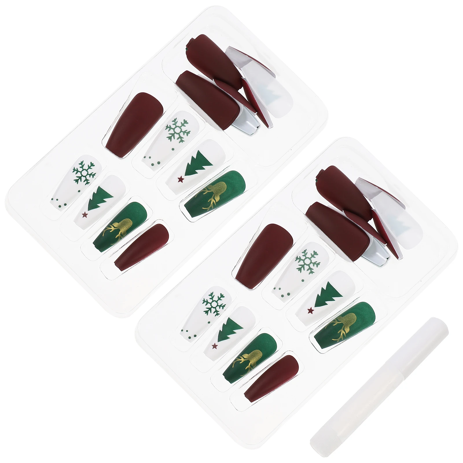 

48 Pcs Fake Nails with Glue Small Long Press False Plastic Square Reusable Child