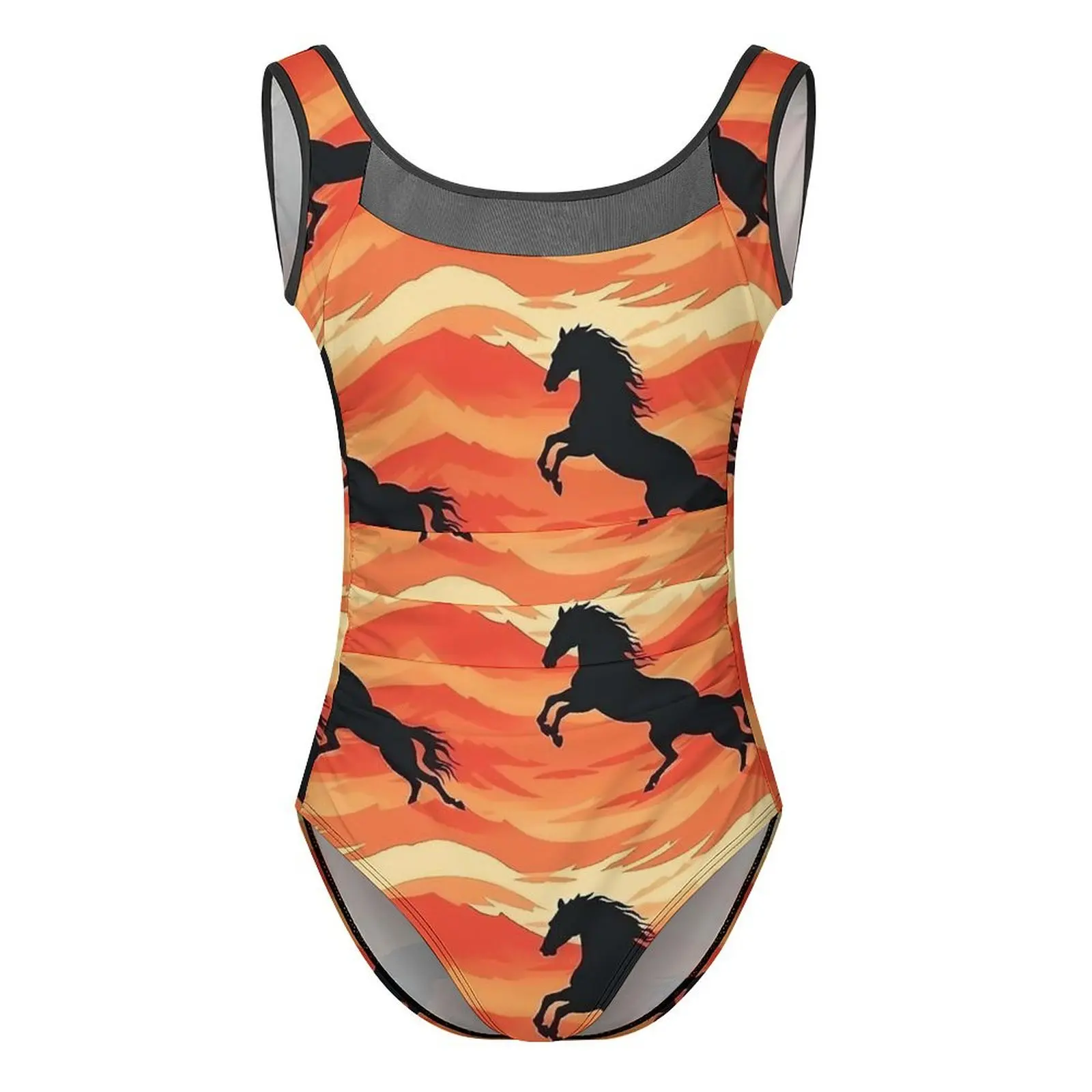 Fire Horse Swimsuit Retro Horse Love Push Up Swimwear One Piece Vacation Bath Monokini Swimsuits Graphic Beach Wear Plus Size image 3