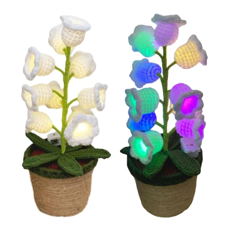 Elegant Cotton Rope Knitted Flower Light with Soft Lighting Accent Indoor Decorative Knitted Flower Small Light