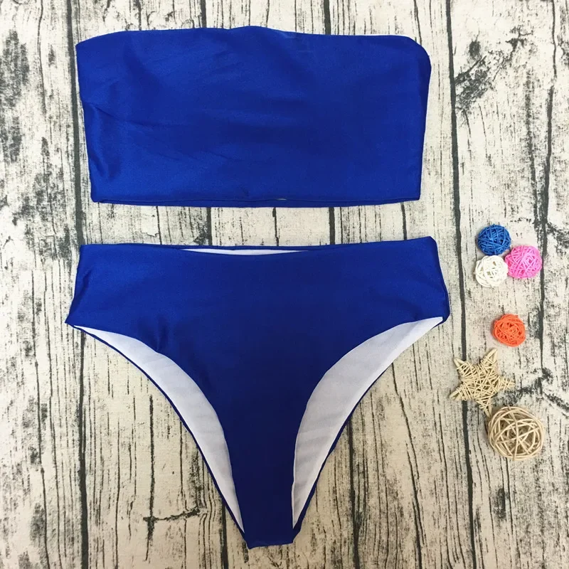 Maillot de bain sexy pour femmes, bikini, ensemble deux pièces, soutien-gorge push-up, culotte taille haute, couleur unie, pour la plage, 2024