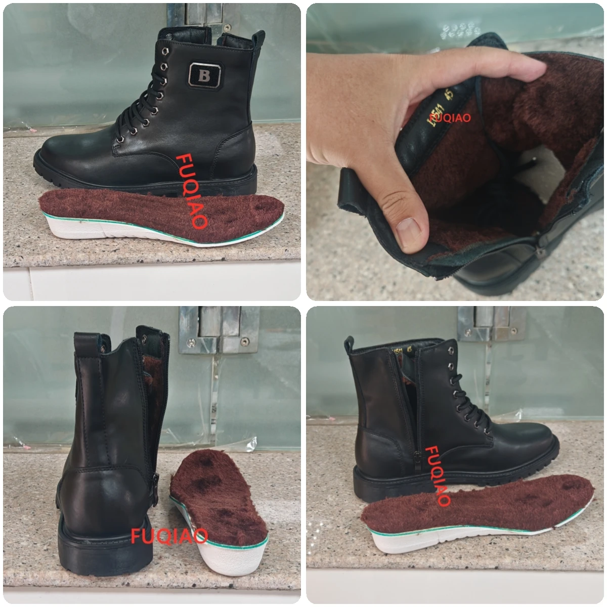 الرجال جلد طبيعي مصعد الأحذية الشتاء الدافئة اصطف زمم حذاء من الجلد 7 سنتيمتر الارتفاع المخفي زيادة للأعمال الرسمية عادية