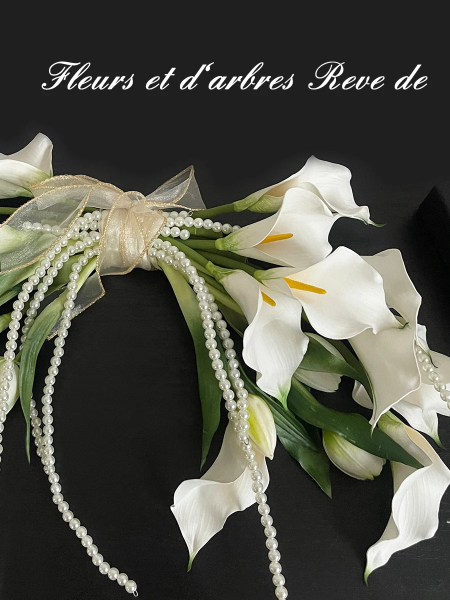 

Искусственный букет из жемчужных лилий Ele для свадебной церемонии, помолвки, фотосессии, ручная композиция из искусственных цветов