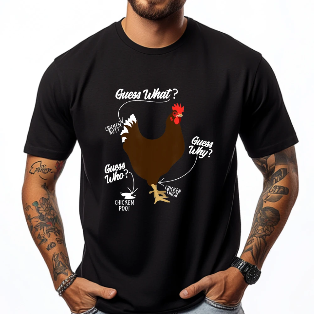 funny chicken butt guess why farm Free Shippping Clothes Fashionable and Trendy Men Clothes Tops & Tees Oversized Family