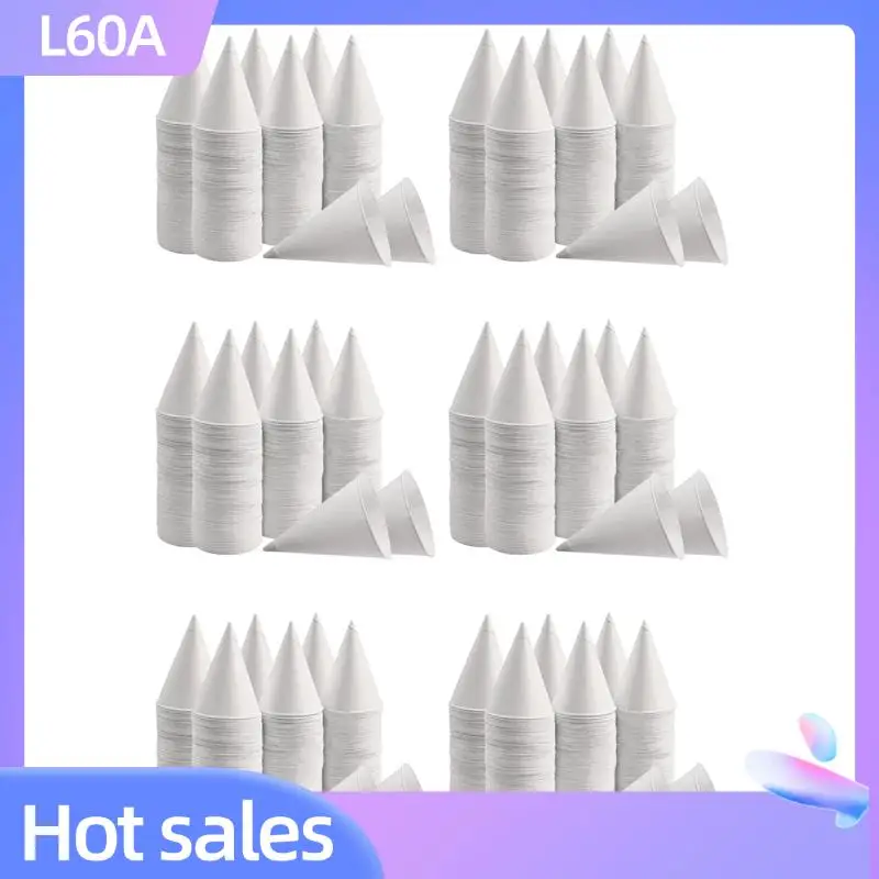 

L60A White Paper Cone Cups, Snow Cone Cups,Coated Leakproof Cone Paper Cups For Slush, Shaved Ice, Water 1200Pcs
