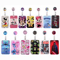 Stitch Mickey Keychain Student IC ID Card Badge Holder Yoda Retractable Nurse Badge Reel Clip Accessory Friend Kids Gift