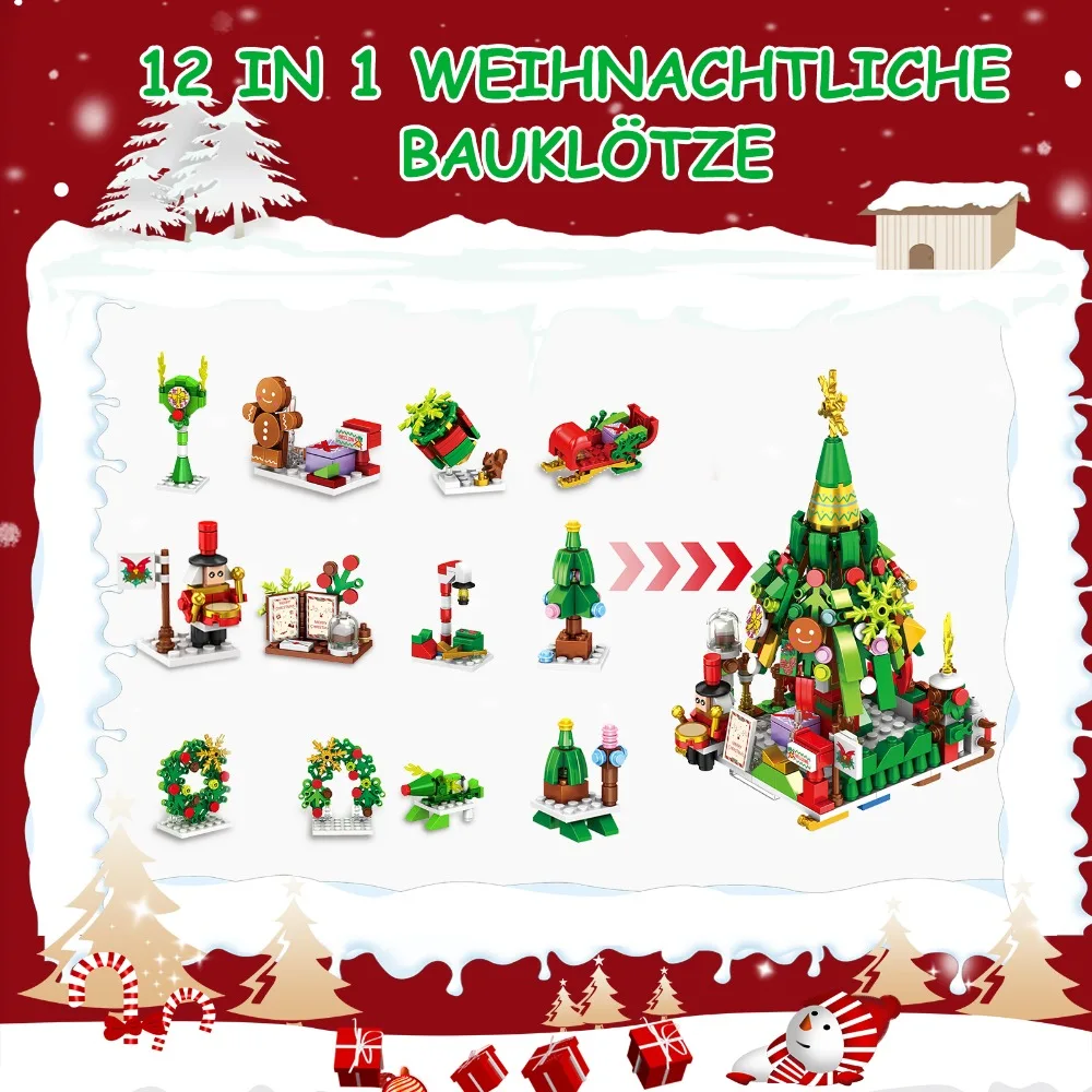 NEW Christmas Block Blind Box 24PCS DIY Christmas Block Mystery Box 24 Day Countdown Calendar Blind Box Christmas Childrens Gift